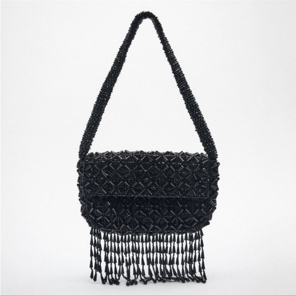 Zara Black Breaded Fringe
Shoulder Bag
